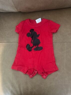 Red Kids One-Piece Romper with Black Character Graphic